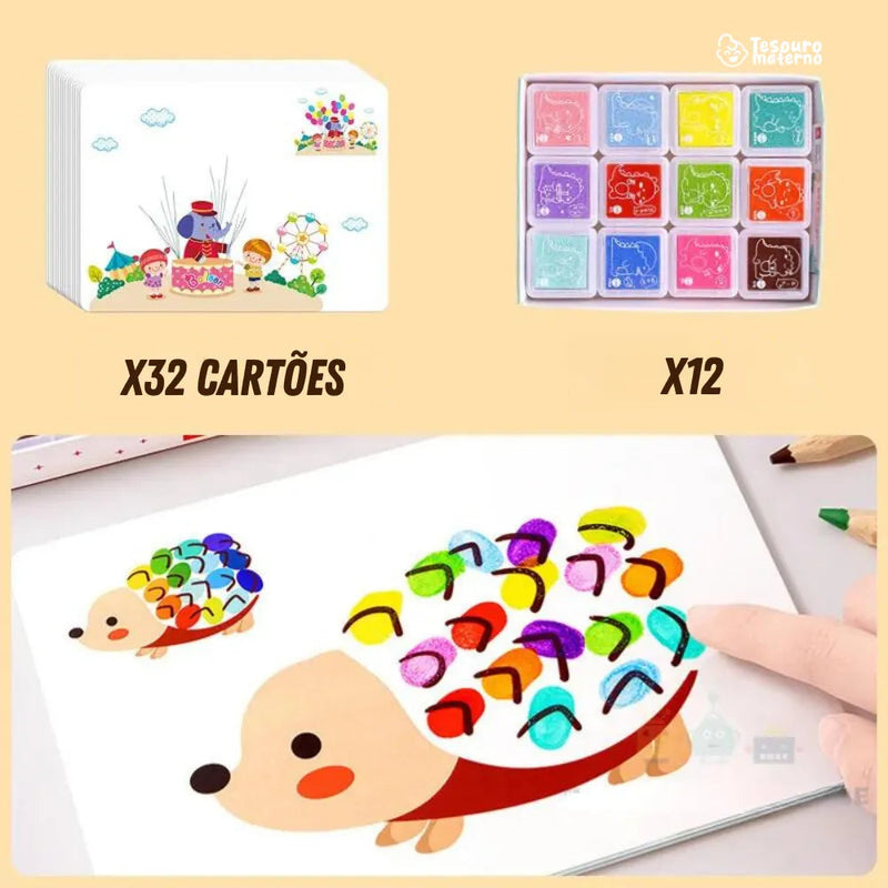 Paint Kit Tesouro - Pintura à Dedo Montessori (Totalmente Lavável)