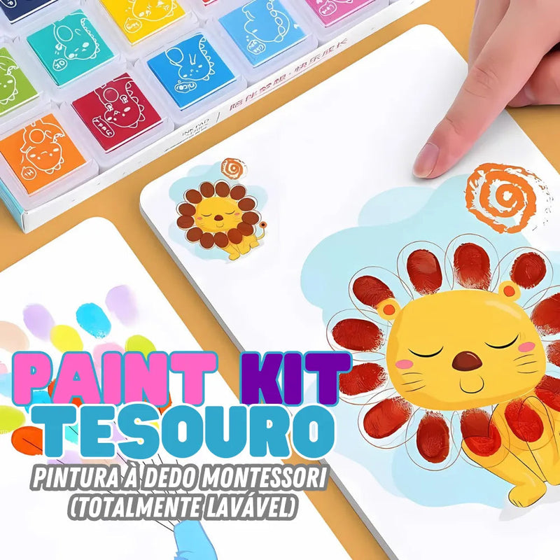 Paint Kit Tesouro - Pintura à Dedo Montessori (Totalmente Lavável)