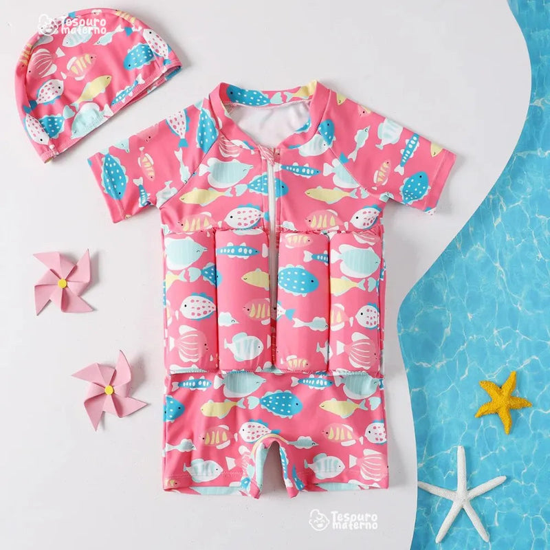 Boia Kids - Roupa de Banho com Boias e Touquinha